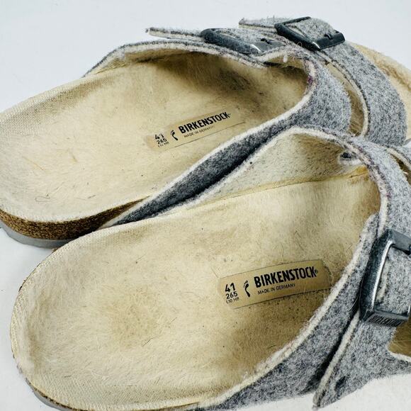 Birkenstock Arizona Wool Felt Gray Double Strap Sandals Size 41 EU 10 US - Picture 5 of 10